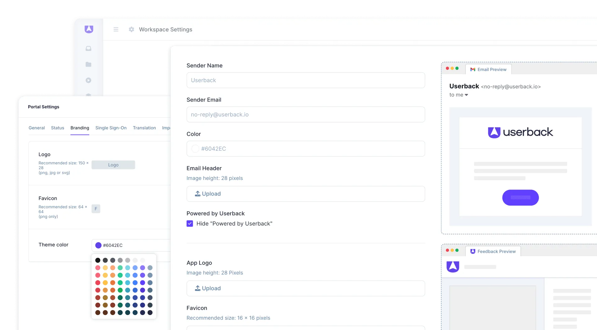 Userback feature portal branding