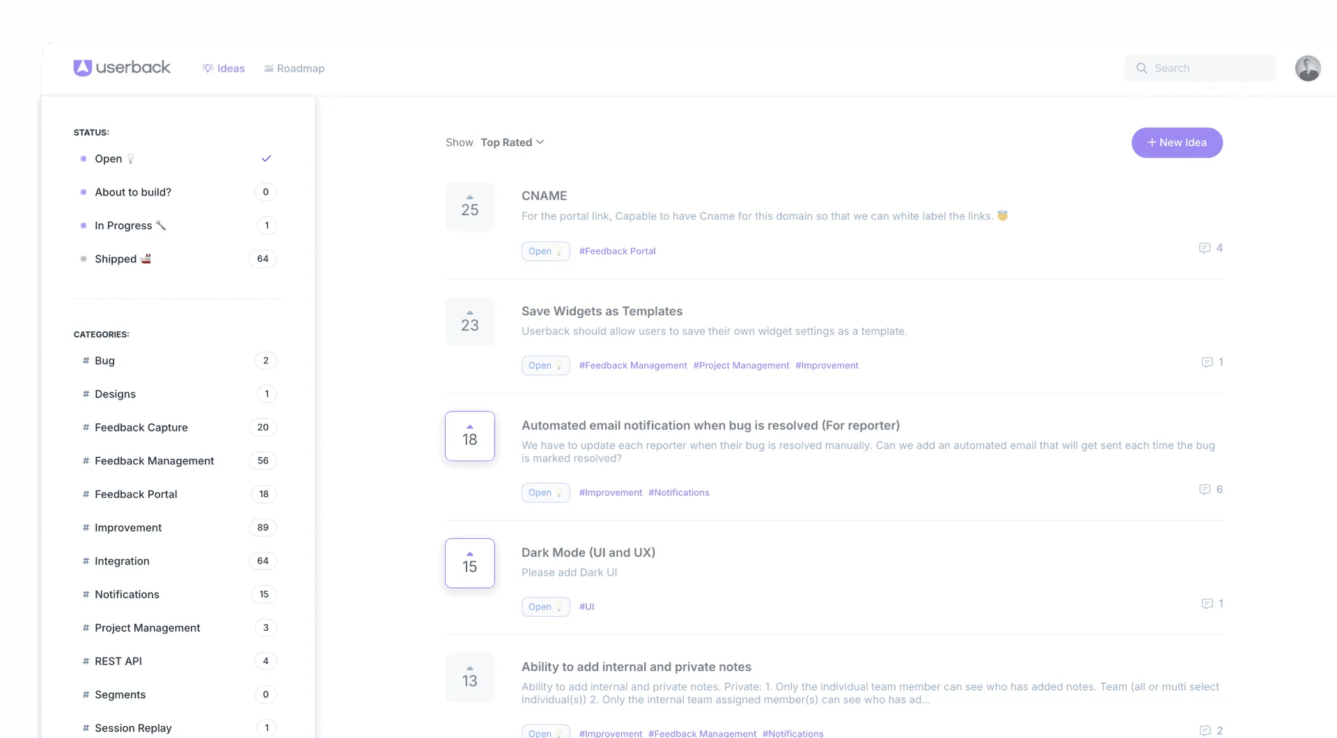 Userback feature portal voting