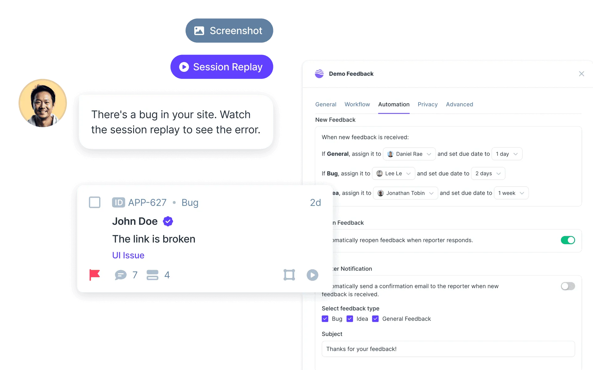 Userback feedback automation hero