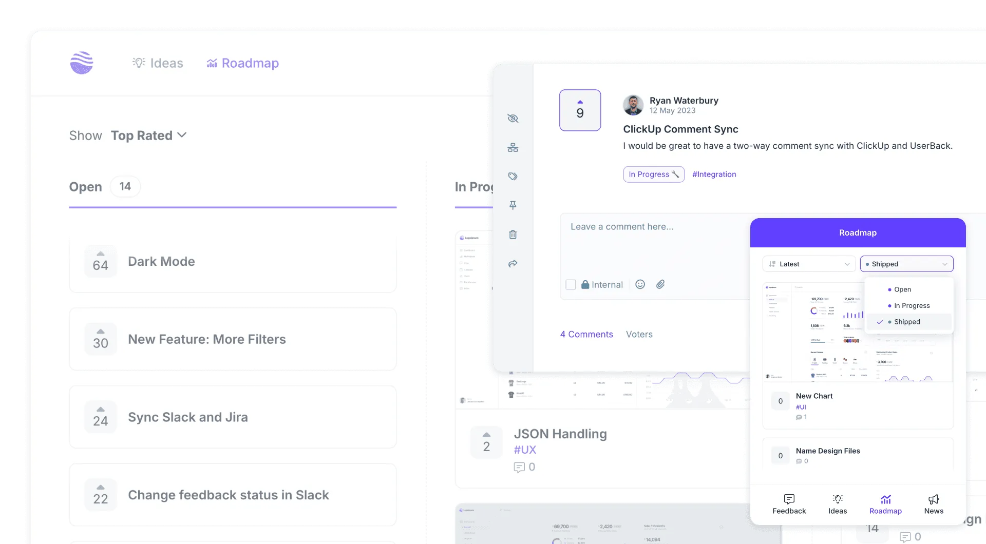 Userback roadmap share product vision