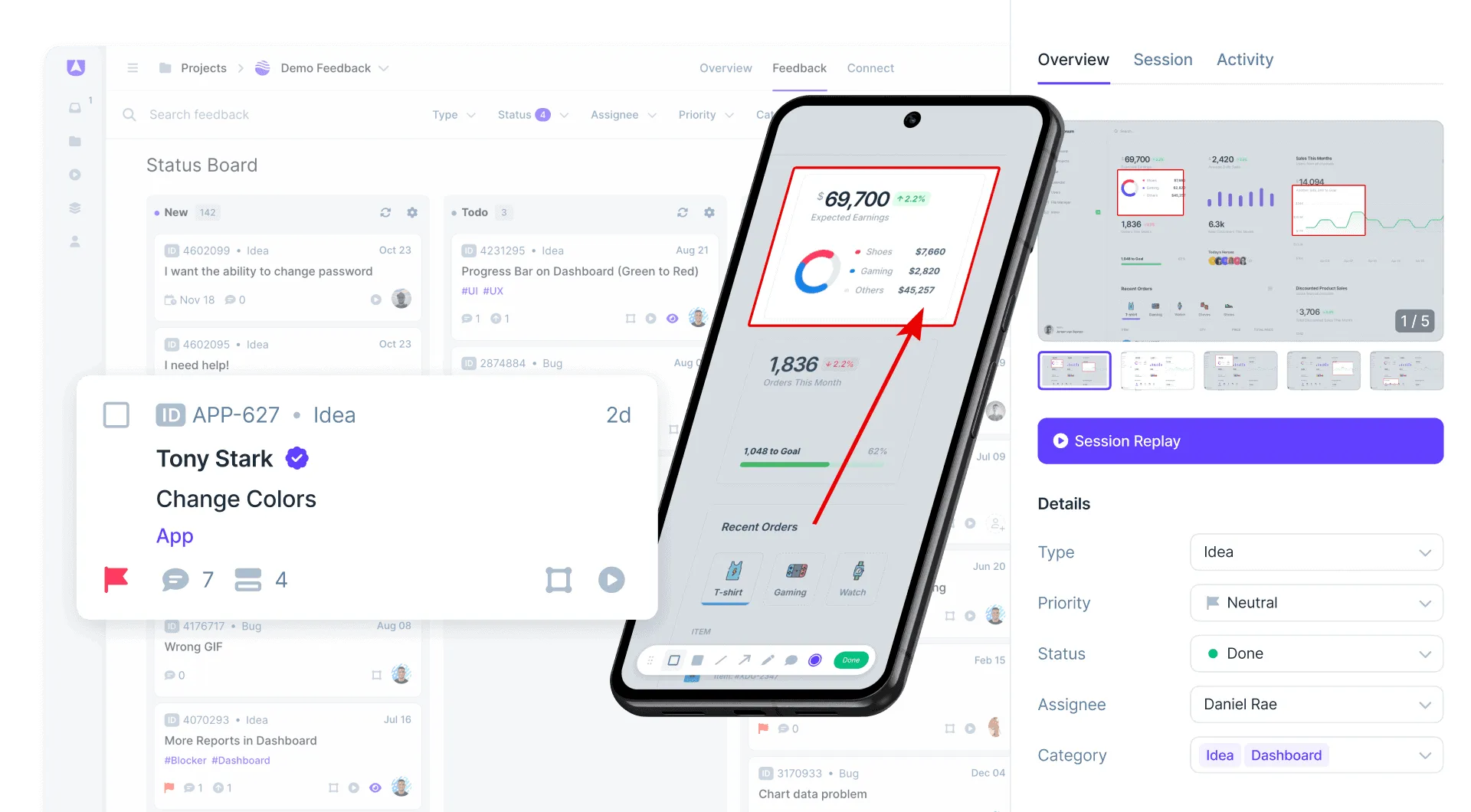 Userback screen annotation devices
