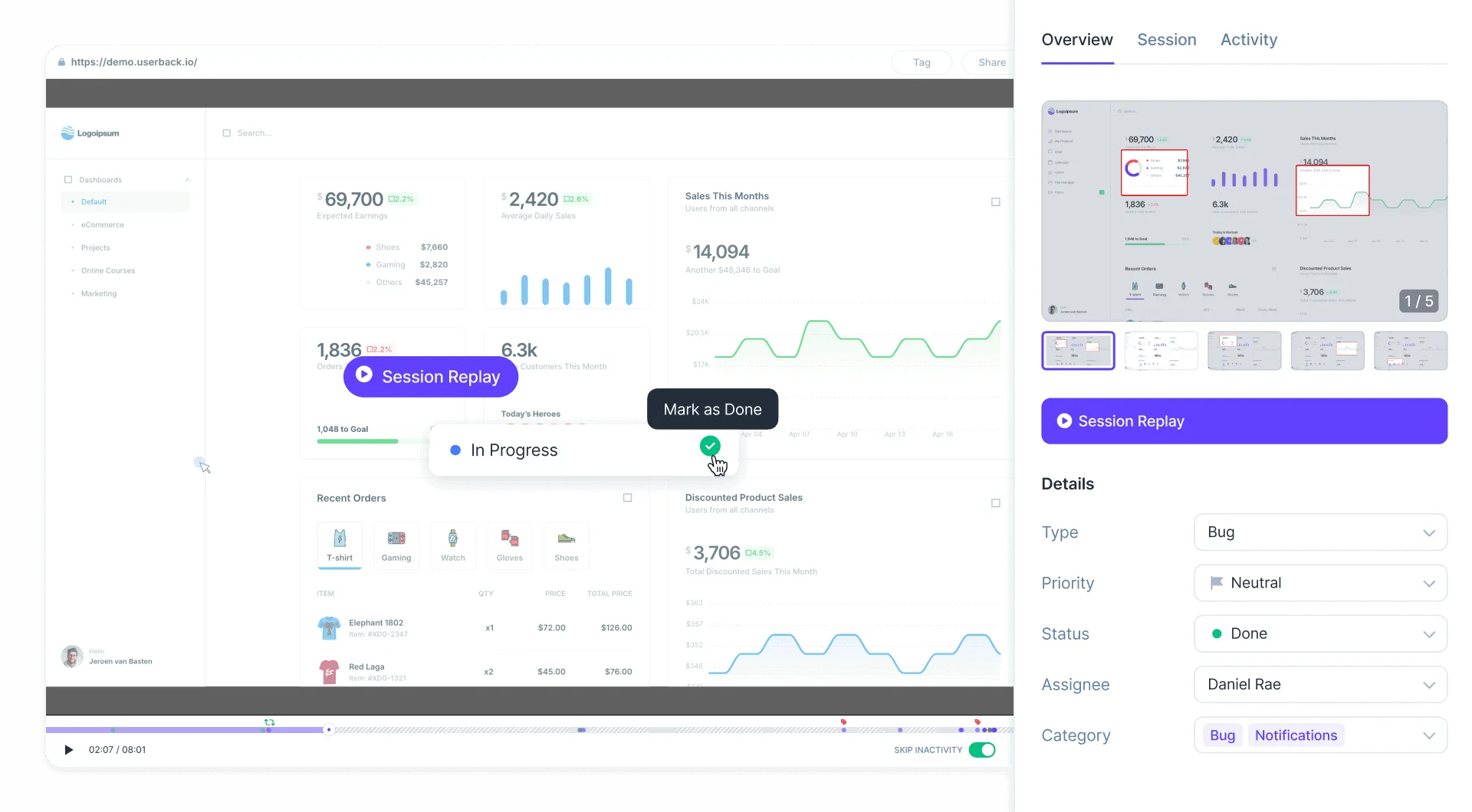 Userback session replay resolve