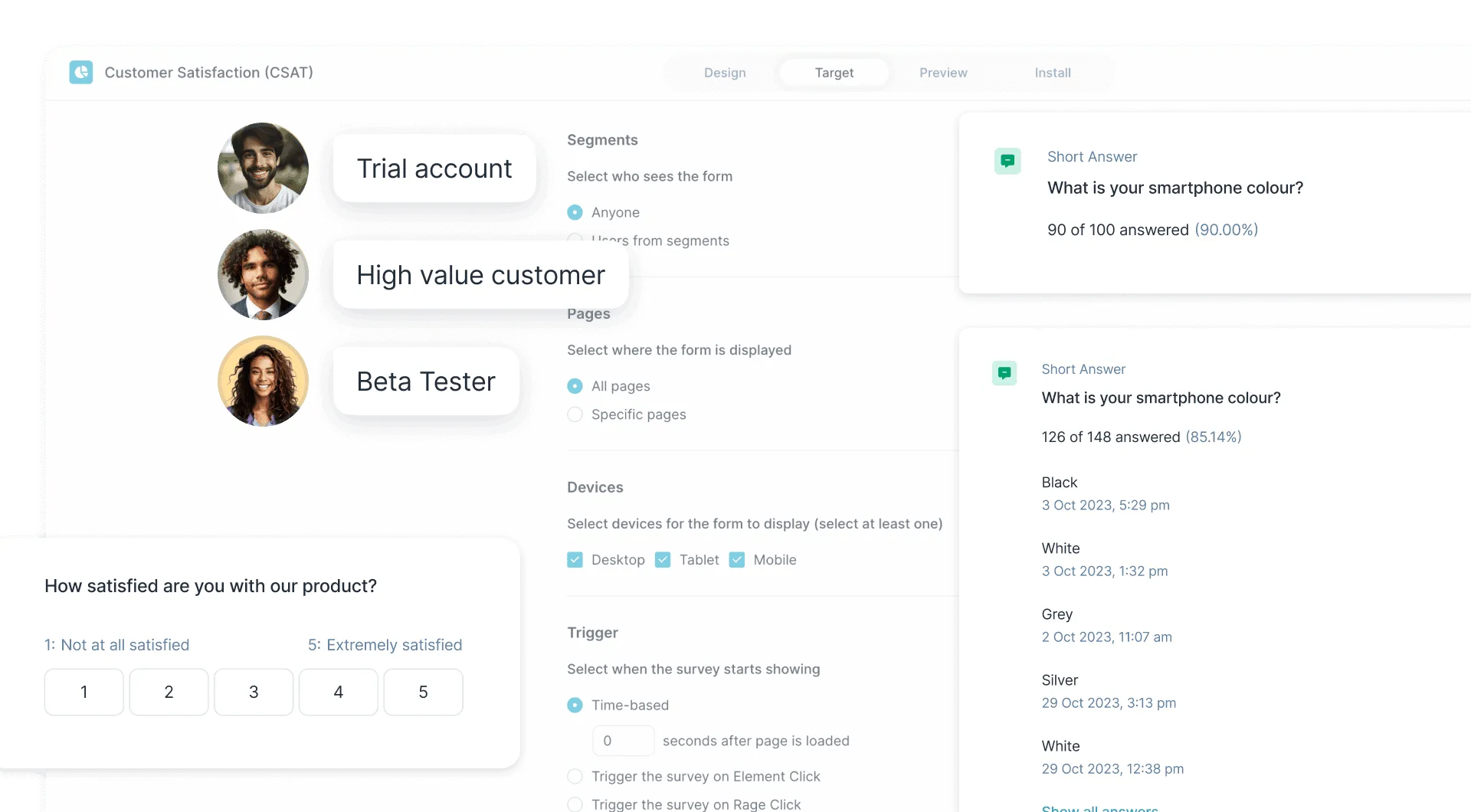 Userback user survey triggers