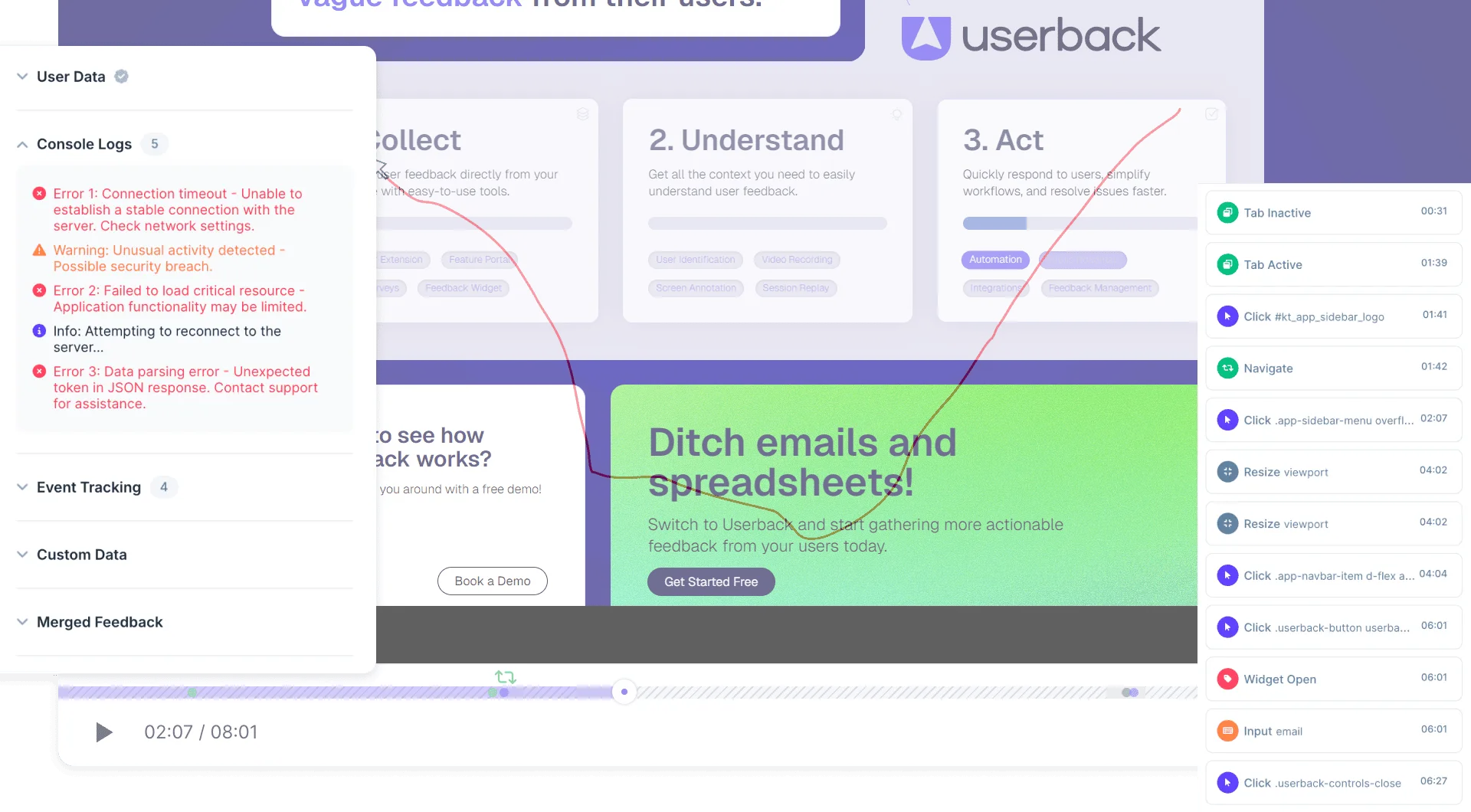 Understand issues faster with actionable visual feedback