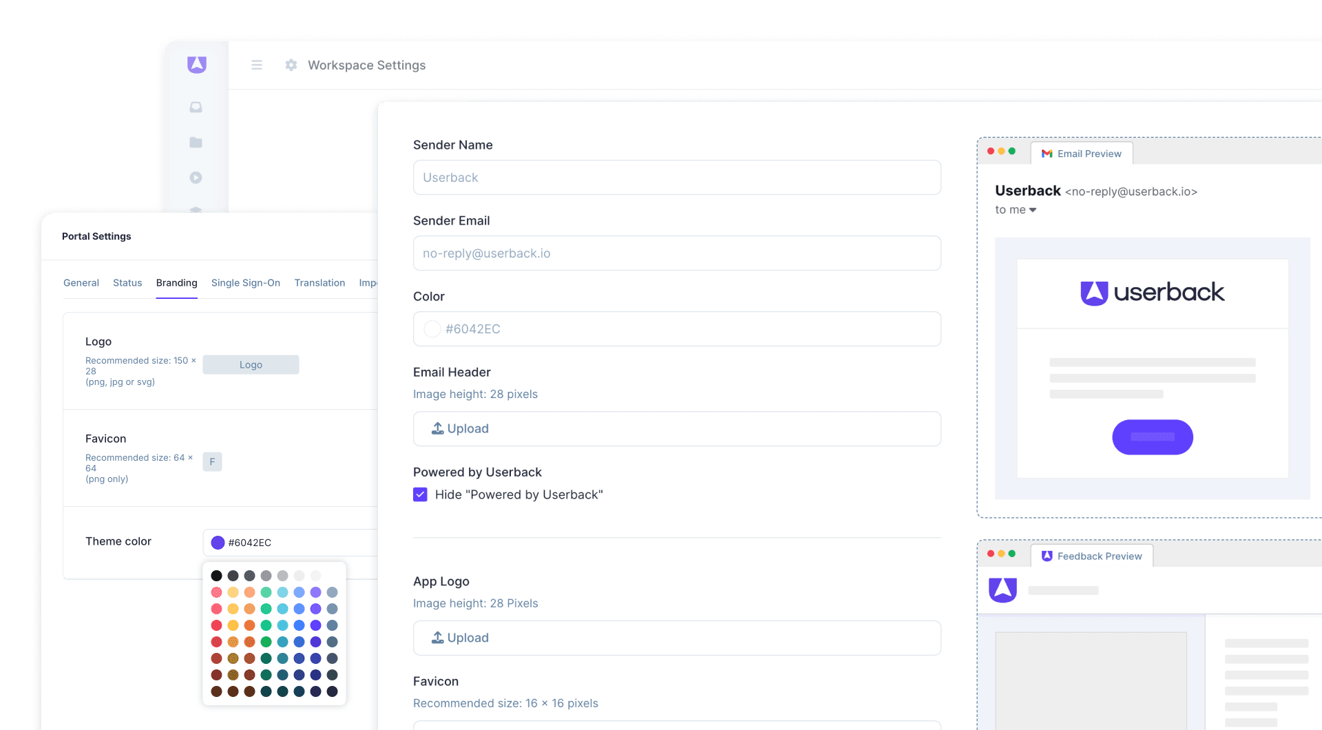 Userback feature portal branding