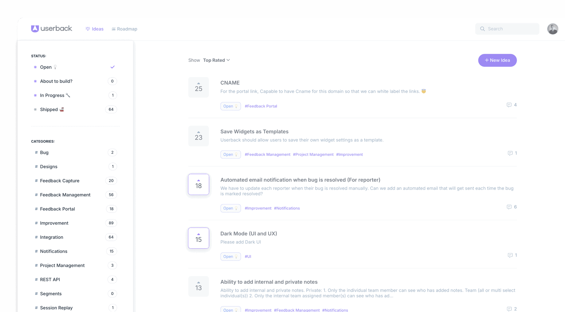 Userback feature portal voting