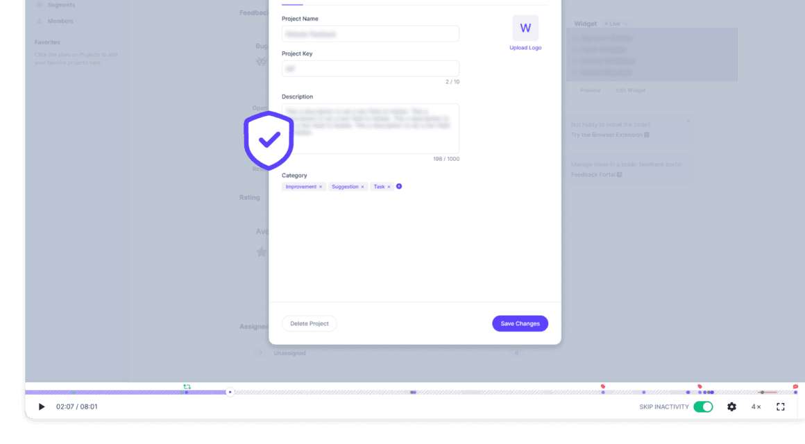 Userback session replay privacy