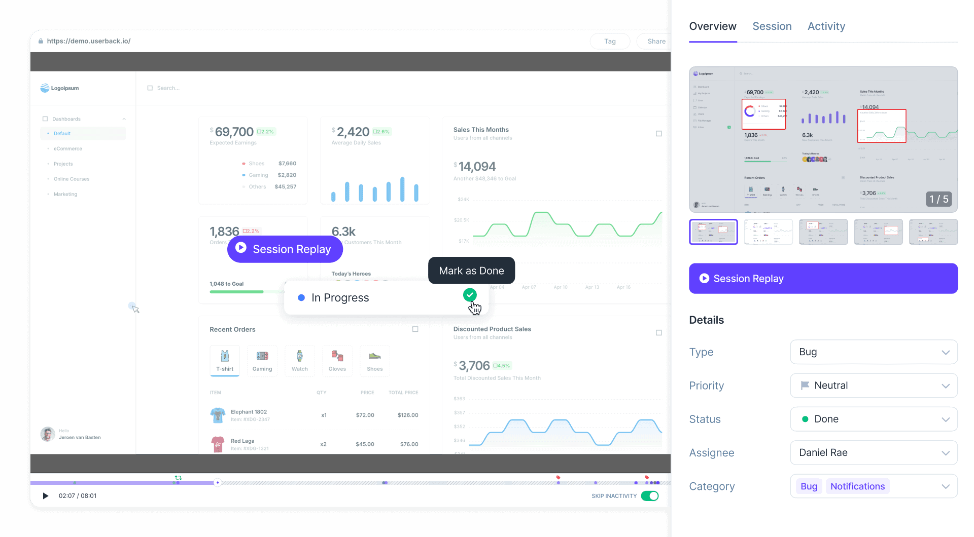 Userback session replay resolve