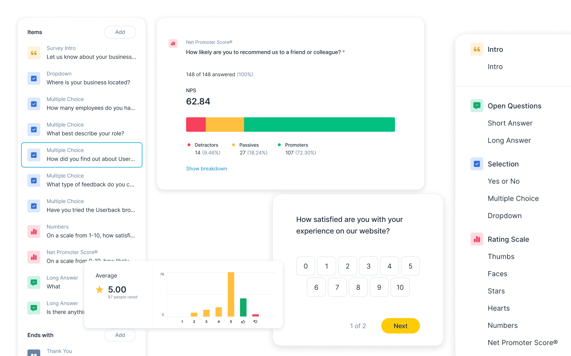 Collect actionable insights with user surveys